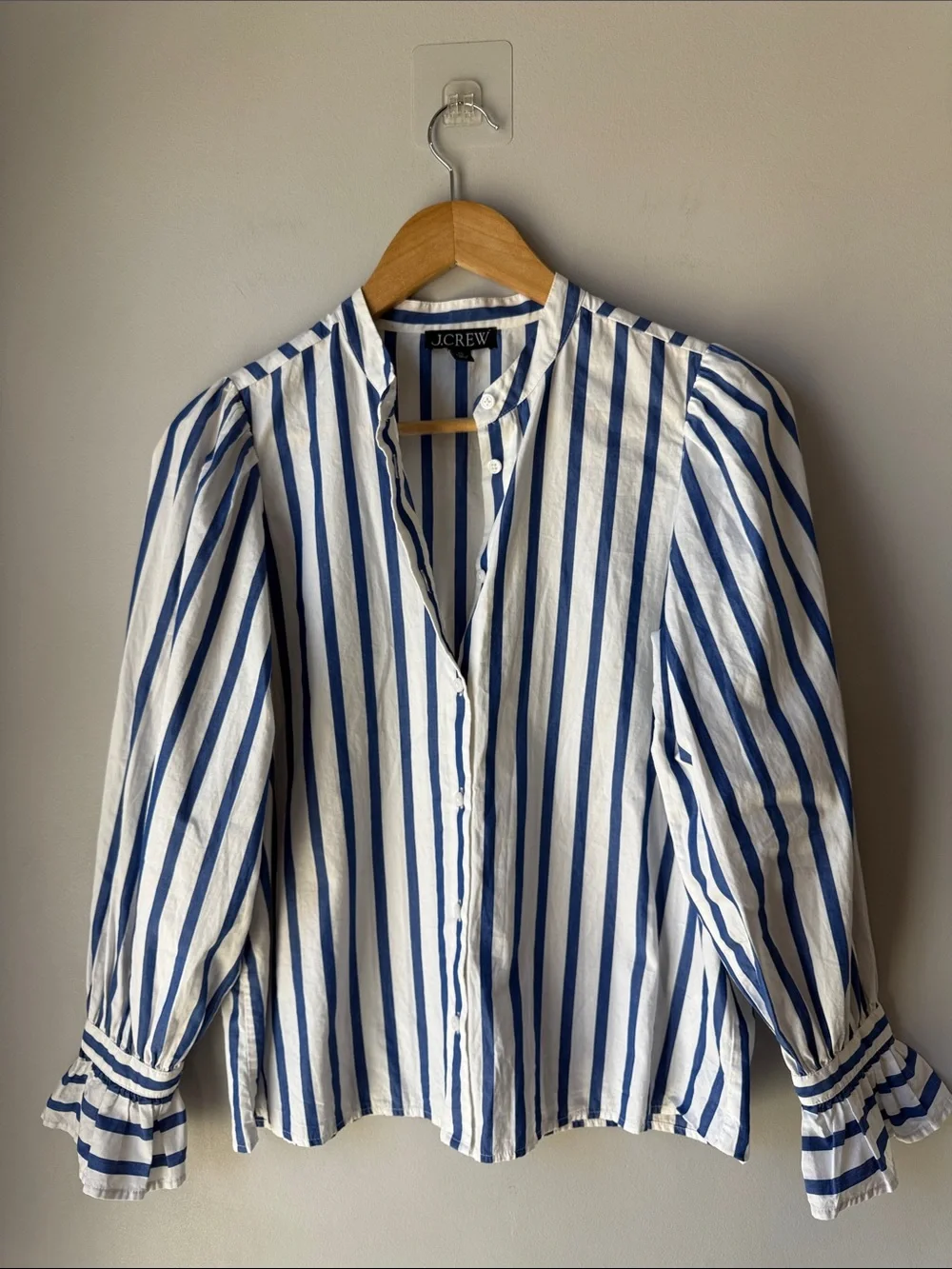 J.Crew Stripe Long Sleeve Ruffle Cuffs Shirt